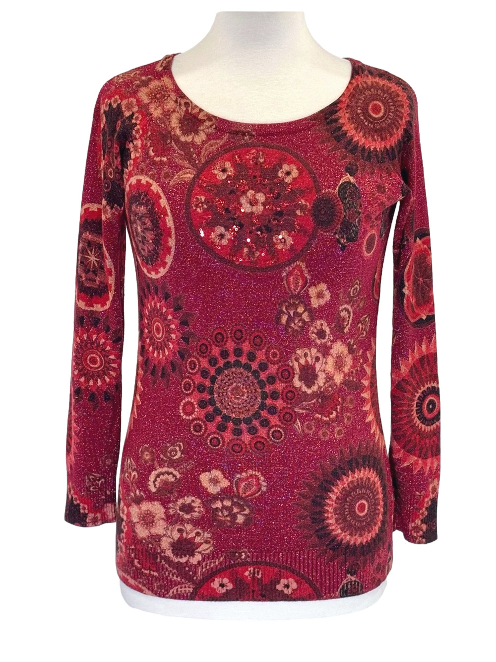 Desigual wine red sparkly sweater